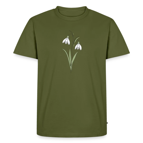 Maquette de T-shirt Premium bio Homme « Line Art Perce-Neige » à personnaliser