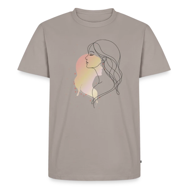 Portrait de Femme en Art Ligne - Élégance Minimaliste sur T-shirt Premium bio Homme