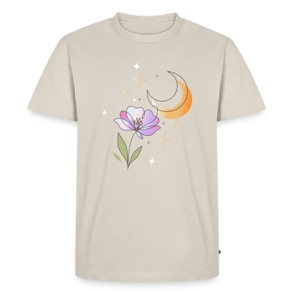Art Ligne Fleur et Lune - Mystère Nocturne sur T-shirt Premium bio Homme