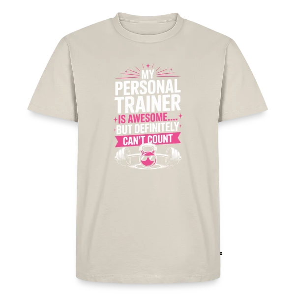 Maquette de T-shirt Premium bio Homme « Mon Coach Personnel au Fitness Studio » à personnaliser