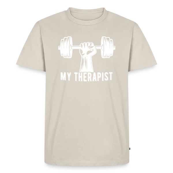 Ma Thérapeute : La Barre (de Musculation) ! Humour Sportif sur T-shirt Premium bio Homme
