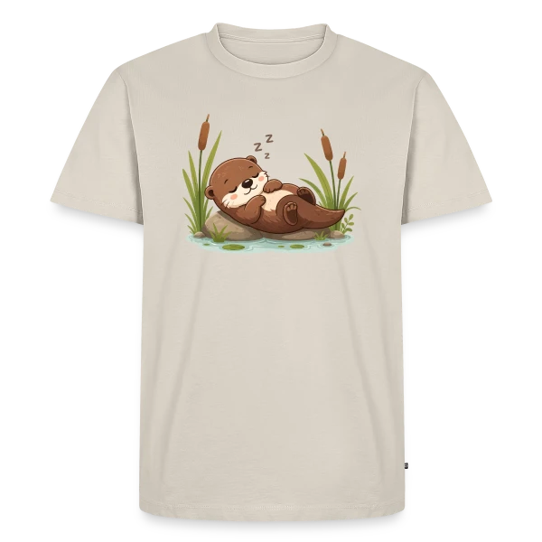 Maquette de T-shirt Premium bio Homme « Loutre Endormie dans les Roseaux - Douceur Naturelle » à personnaliser