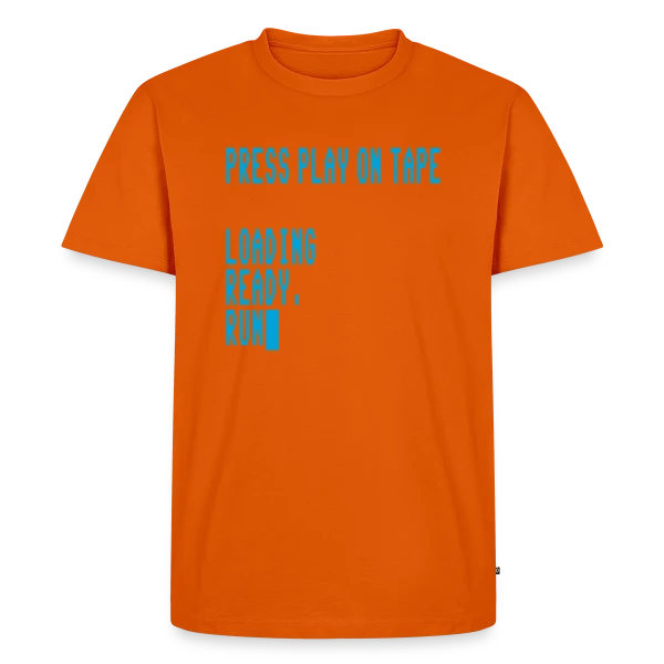 Maquette de T-shirt Premium bio Homme « Press Play on Tape - Ordinateur Rétro C64 » à personnaliser