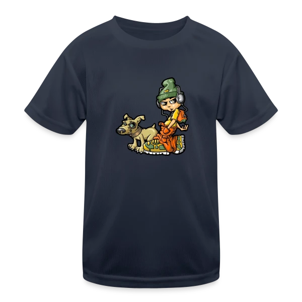 B-boy Hip Hop & son Chien sur T-shirt sport Enfant