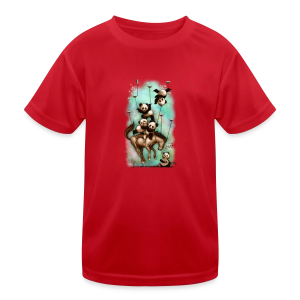 Pandas Rodéo : Les Aventuriers du Far West sur T-shirt sport Enfant