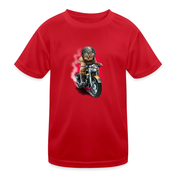 Chat Motard : L'Esprit Libre sur T-shirt sport Enfant