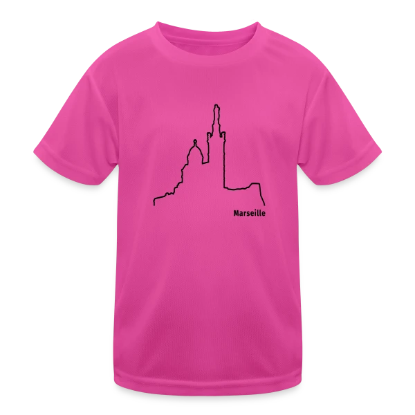 Skyline Marseille Bonne Mère sur T-shirt sport Enfant
