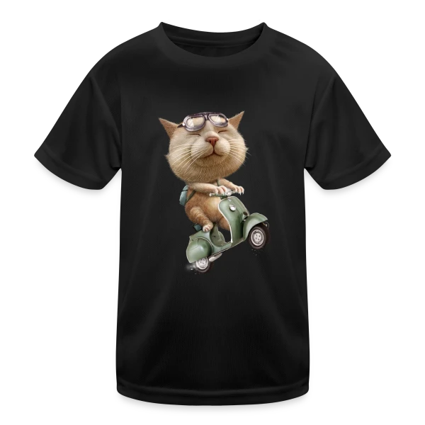 Chat en Cavale sur T-shirt sport Enfant