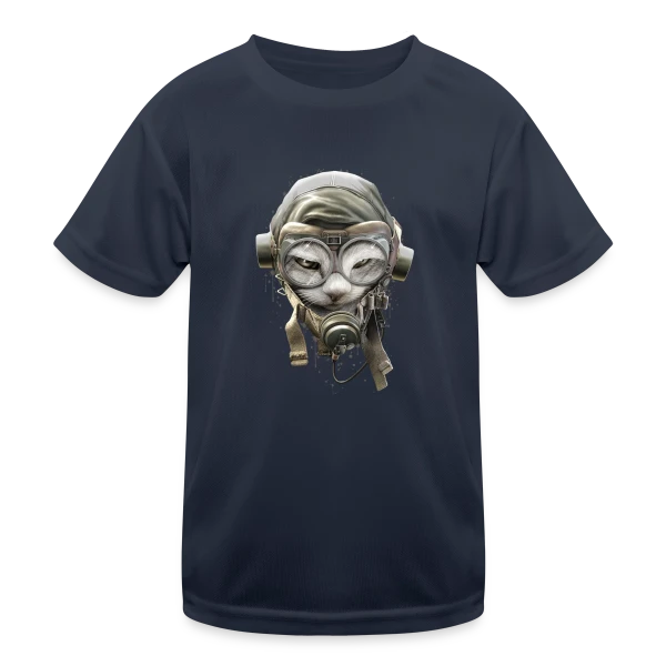 Chat Pilote Champion sur T-shirt sport Enfant