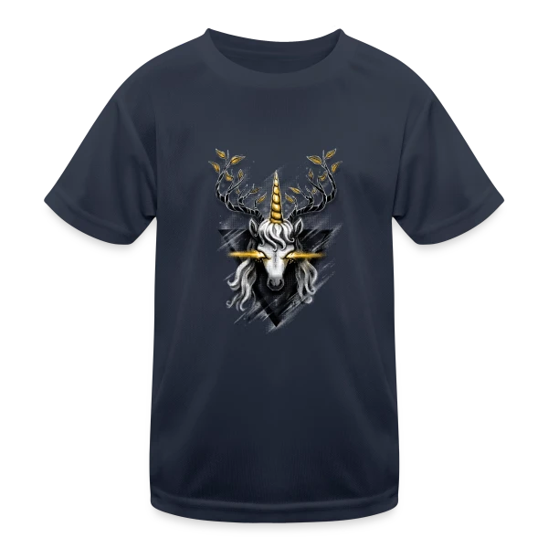 Cerf Licorne Doré sur T-shirt sport Enfant
