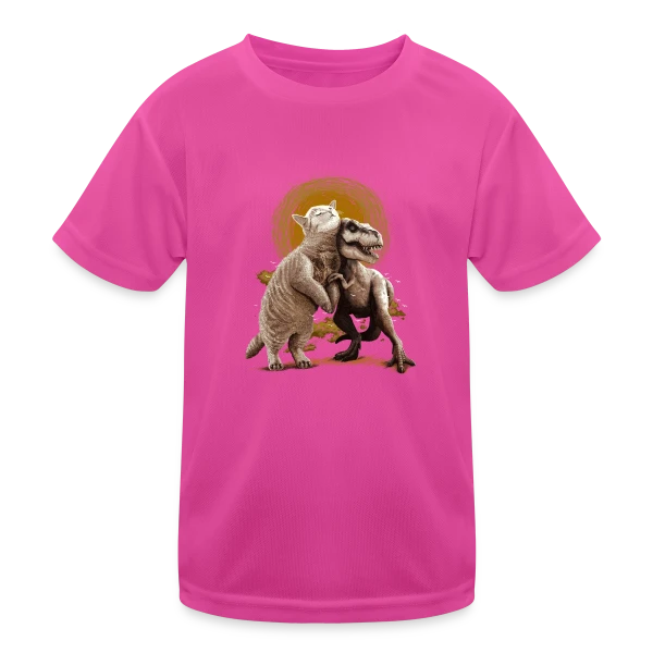 Chats et Dinos Amis : L'Aventure Décalée sur T-shirt sport Enfant