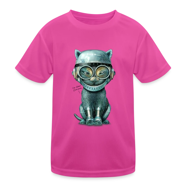 Chat Malin : Curiosité Féline sur T-shirt sport Enfant