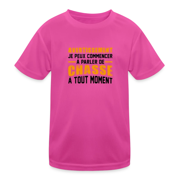Chasseur : Attention Humour Sauvage ! sur T-shirt sport Enfant