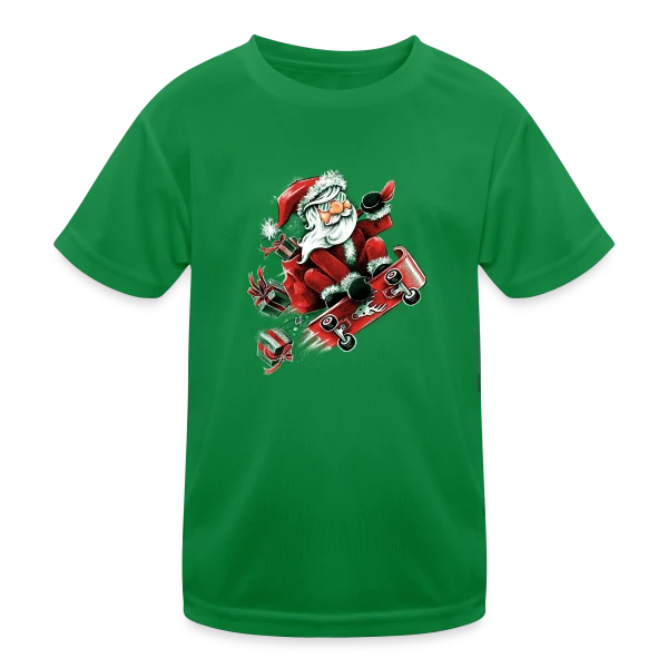 Père Noël Skateur Fou sur T-shirt sport Enfant