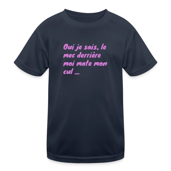 Humour Fessier Rose sur T-shirt sport Enfant