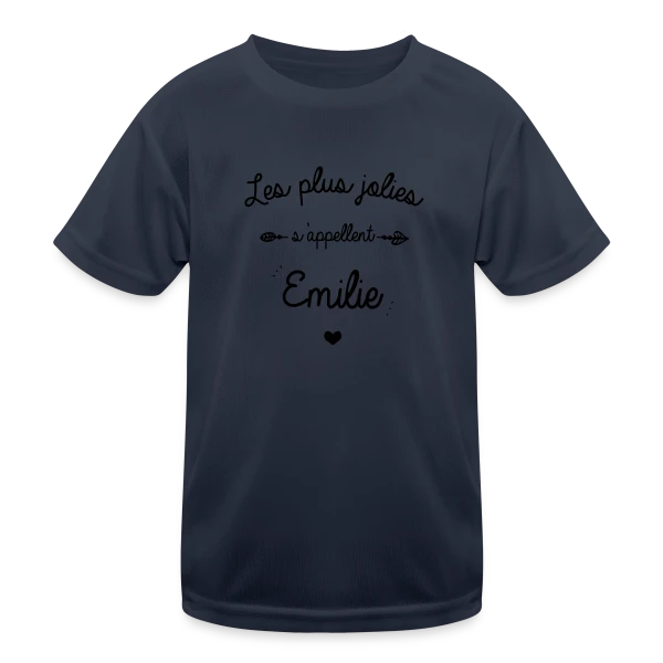 Prénom 'Émilie' - Le Cadeau Personnalisé Idéal sur T-shirt sport Enfant