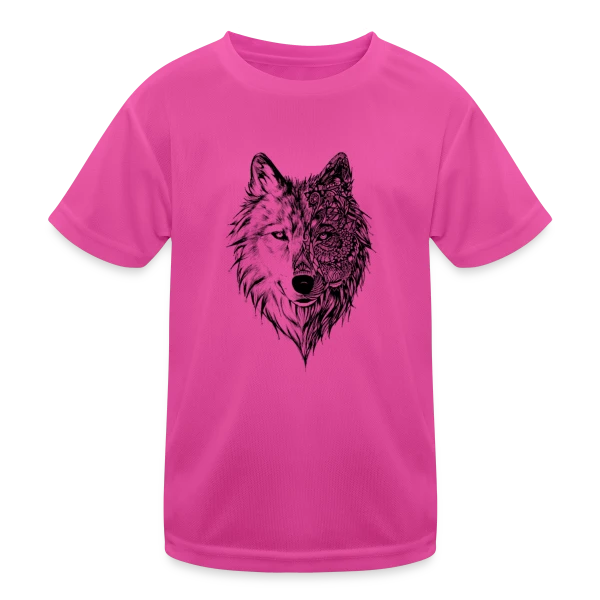 Loup Tribal Géométrique sur T-shirt sport Enfant