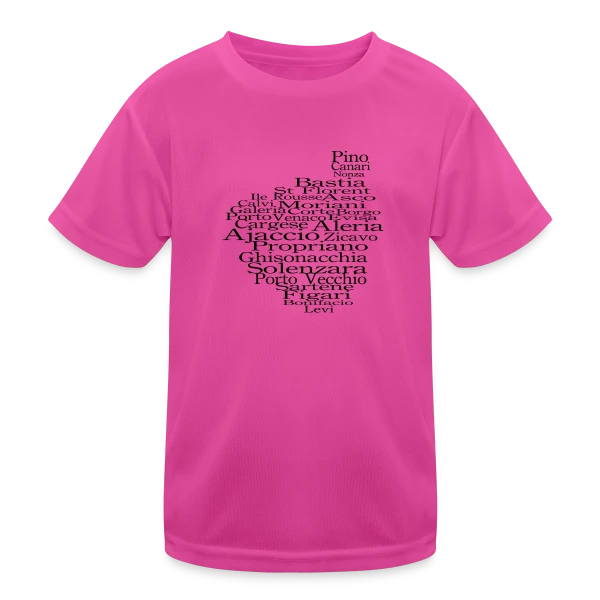 Carte Corse Villes Typographie sur T-shirt sport Enfant