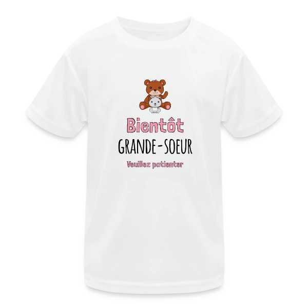 'Bientôt Grande Sœur' - Annonce Grossesse Originale sur T-shirt sport Enfant