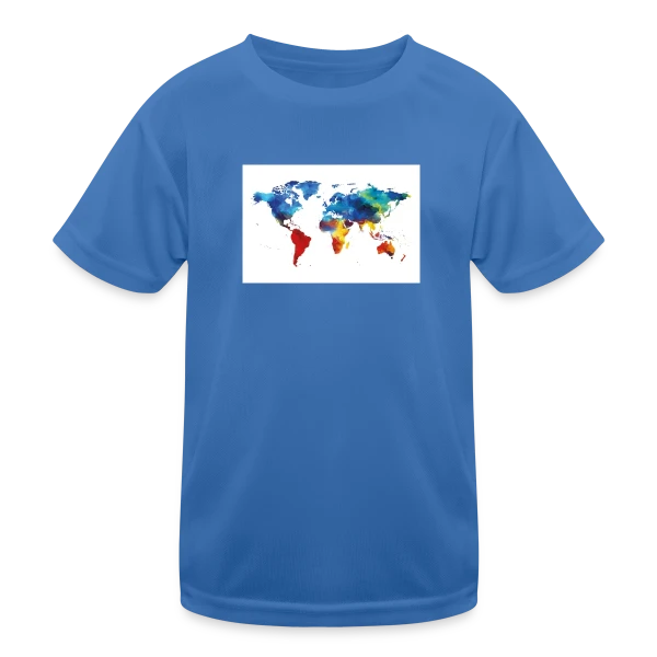 Carte du Monde Aquarelle sur T-shirt sport Enfant