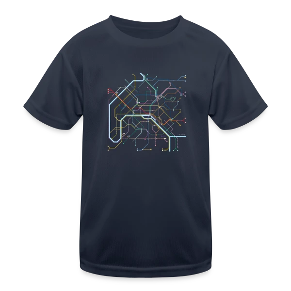 Plan Métro Paris Coloré sur T-shirt sport Enfant