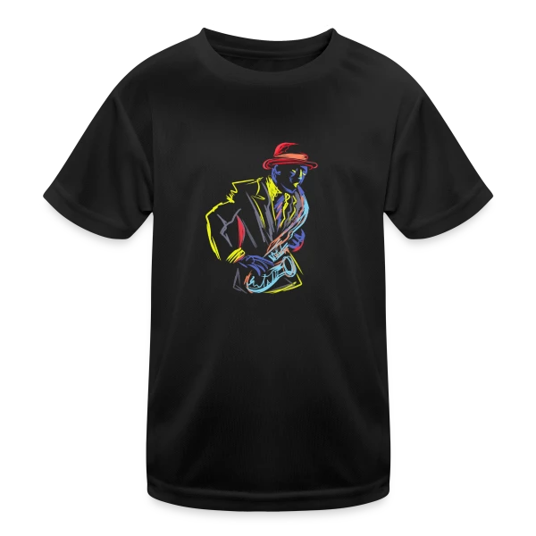 Saxophoniste Jazz Fanfare sur T-shirt sport Enfant