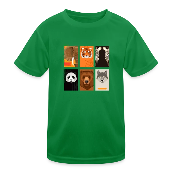 Animaux Sauvages Stylisés sur T-shirt sport Enfant