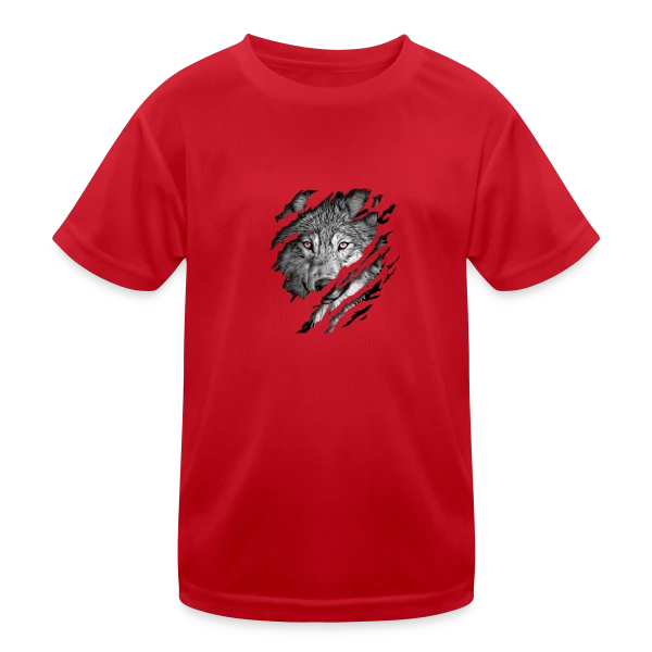 Loup Déchiré Yeux Rouges sur T-shirt sport Enfant