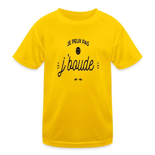 "Je Peux Pas, Je Boude" Humour sur T-shirt sport Enfant