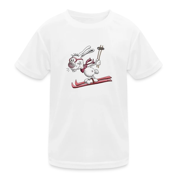 Lapin Skieur sur la Piste sur T-shirt sport Enfant