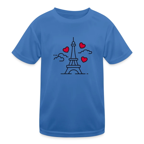 Tour Eiffel Cœurs Volants sur T-shirt sport Enfant