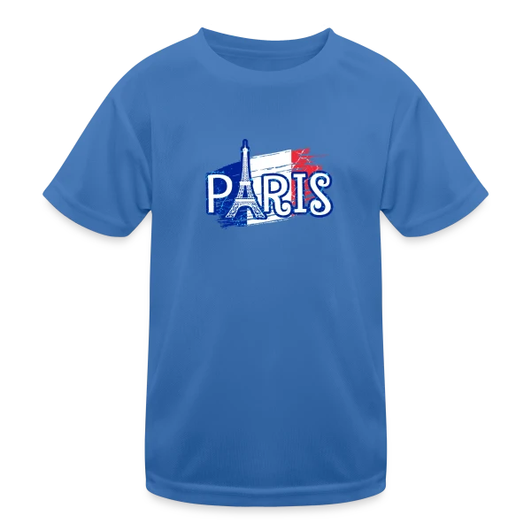 Paris Tour Eiffel Drapeau sur T-shirt sport Enfant