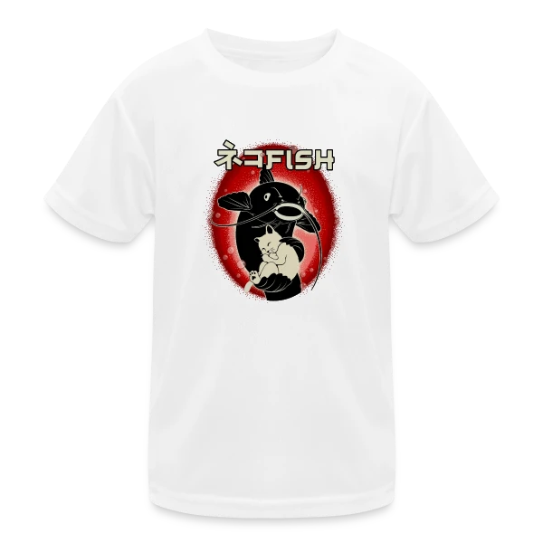 Amitié Insolite : Chat & Poisson-Chat sur T-shirt sport Enfant