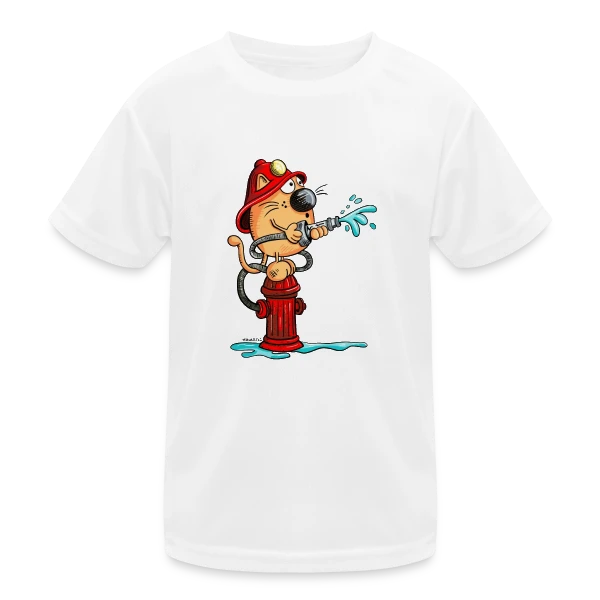 Le Chat Pompier Rigolo sur T-shirt sport Enfant