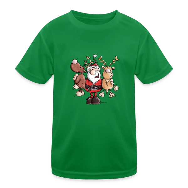 Le Père Noël Câline ses Rennes - Esprit de Noël sur T-shirt sport Enfant
