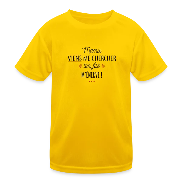 Humour : Mamie, Ton Fils M'Énerve ! sur T-shirt sport Enfant