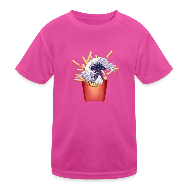 La Grande Vague de Kanagawa et Frites sur T-shirt sport Enfant