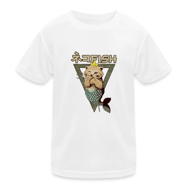 Chat Sirène sur T-shirt sport Enfant