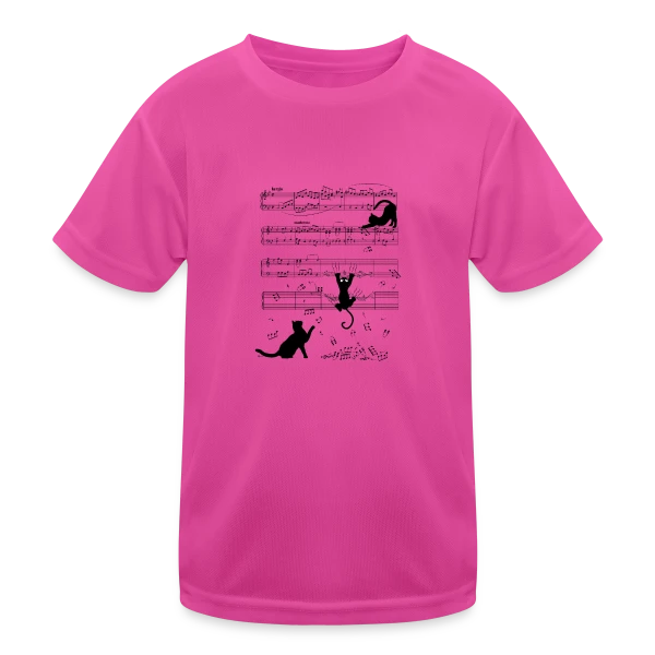 Chats Musiciens Partitions sur T-shirt sport Enfant
