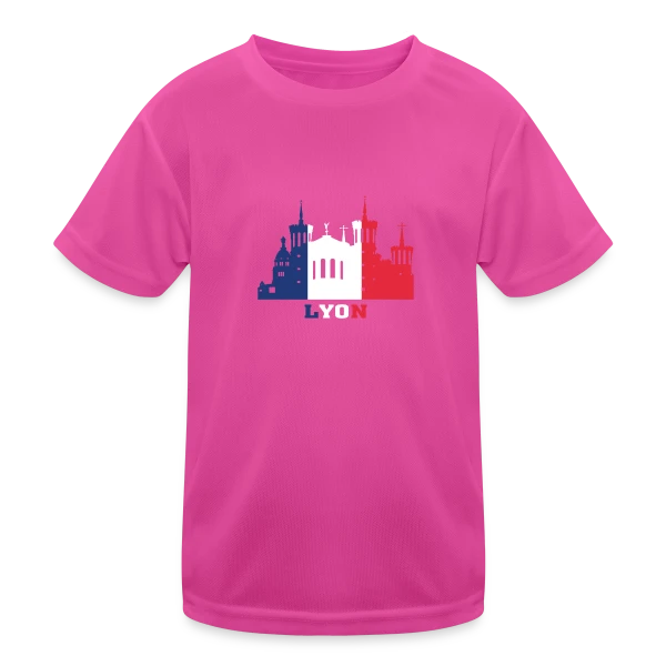 Lyon Monuments Drapeau sur T-shirt sport Enfant