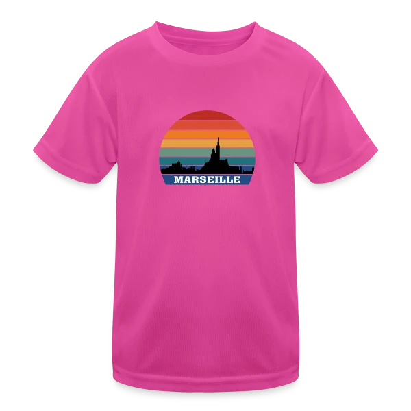Marseille Skyline Rétro Sunset sur T-shirt sport Enfant