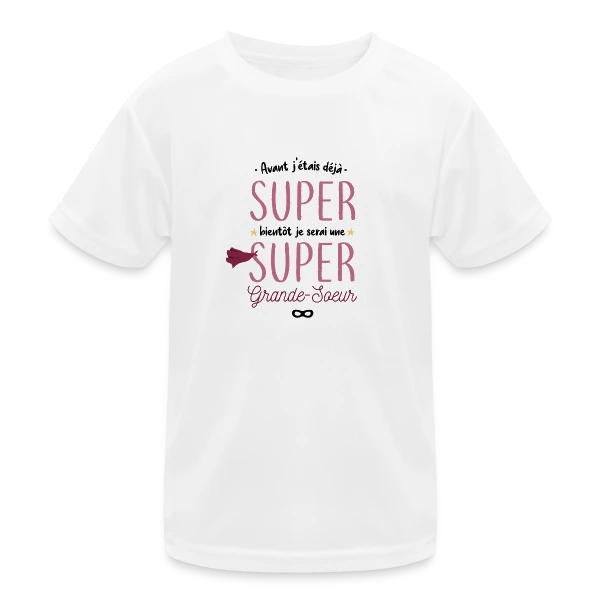 Bientôt Grande Sœur Super Héros sur T-shirt sport Enfant