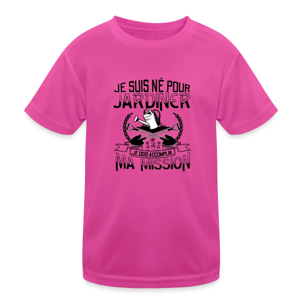 Né pour Jardiner - Mission Jardinage Humour sur T-shirt sport Enfant