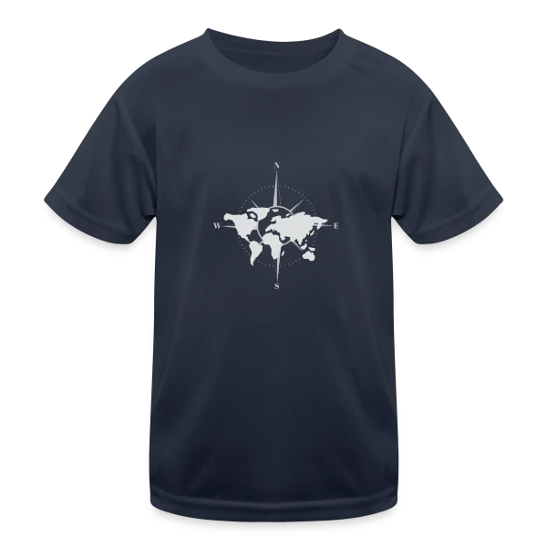 Carte du Monde Boussole sur T-shirt sport Enfant