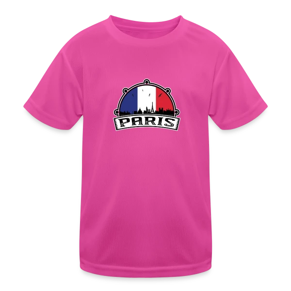Paris Skyline Drapeau Français sur T-shirt sport Enfant