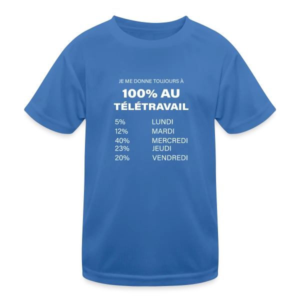 Télétravail J'Adore sur T-shirt sport Enfant