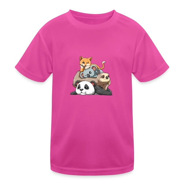 Pile d'Animaux Fainéants sur T-shirt sport Enfant