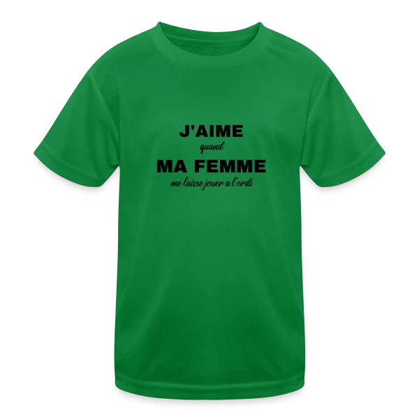Ma Femme Me Laisse Jouer à l'Ordi : Humour Gamer sur T-shirt sport Enfant
