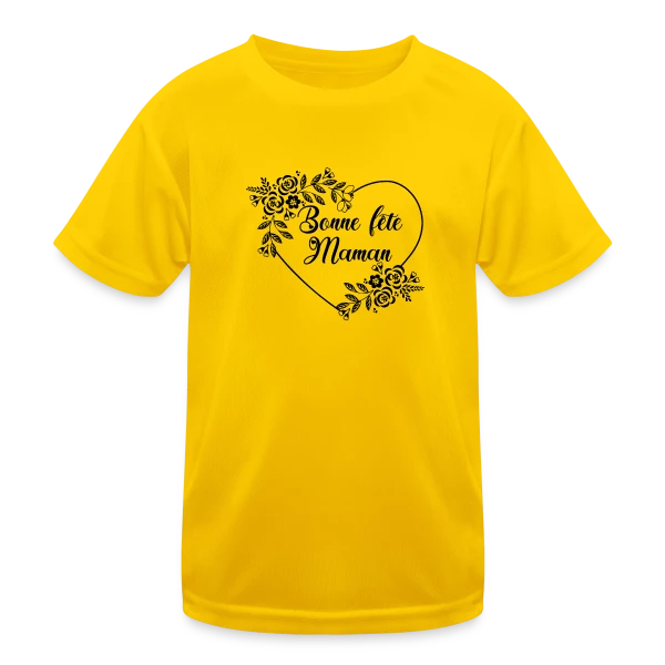 Bonne Fête Maman : Cœur Fleuri Éternel sur T-shirt sport Enfant