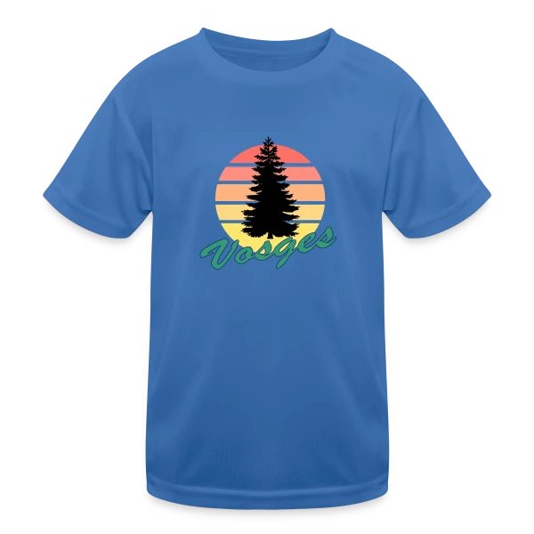 Vosges : Sapin au Coucher de Soleil Vintage sur T-shirt sport Enfant